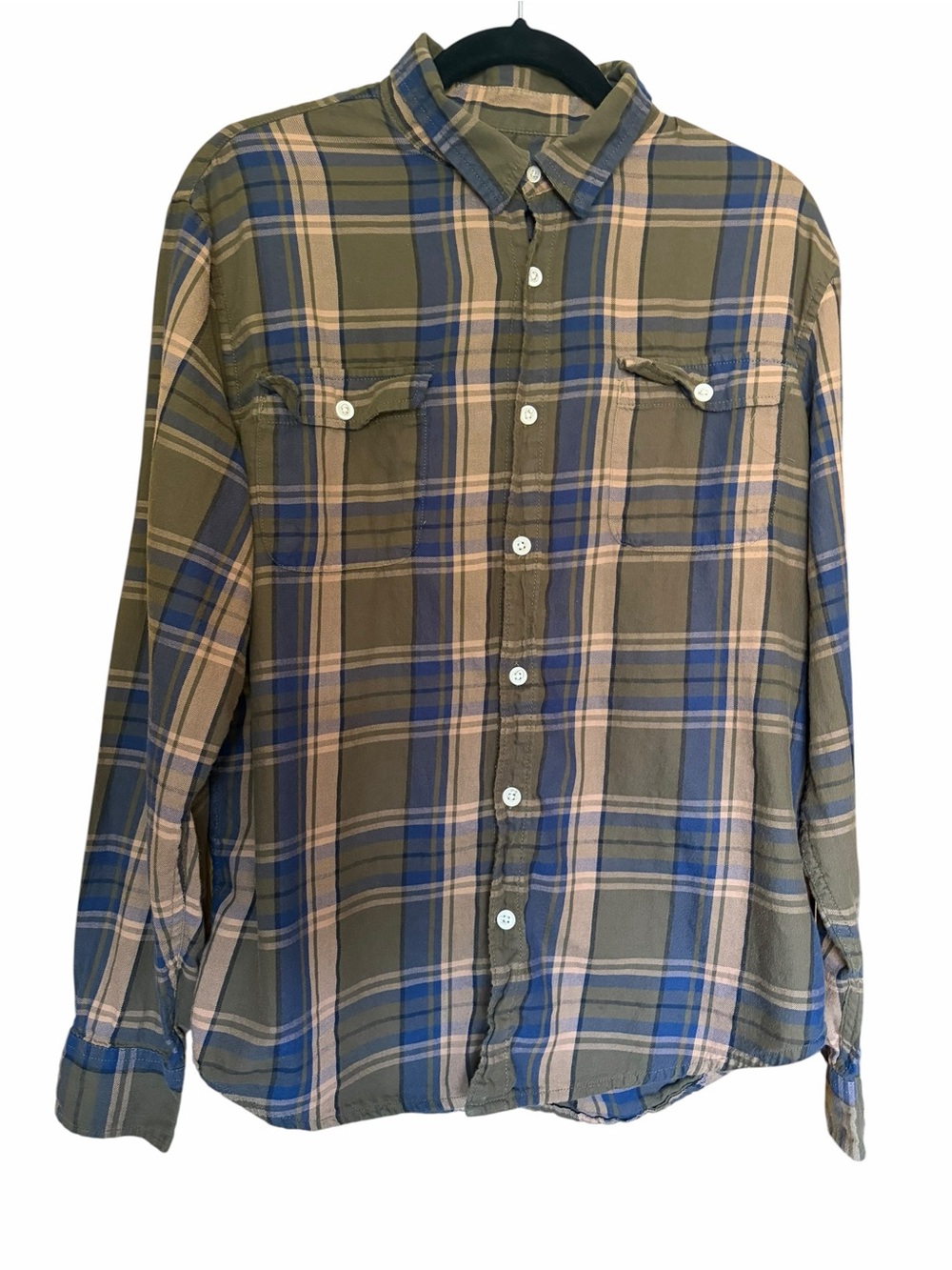 Lucky Brand Olive & Blue Plaid Button-Down Shirt
